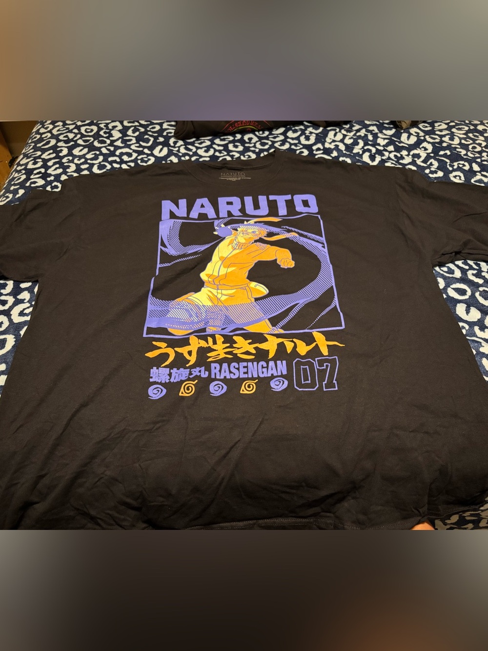 Naruto Graphic Tee - Black with Yellow & Purple Print